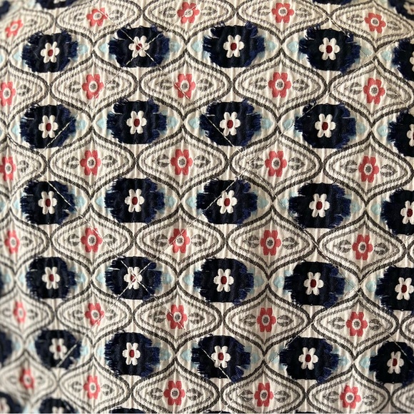 Tory Burch Rainford Daisy Jacquard Quilted Jacket Navy Orange Size 8 - Picture 7 of 9